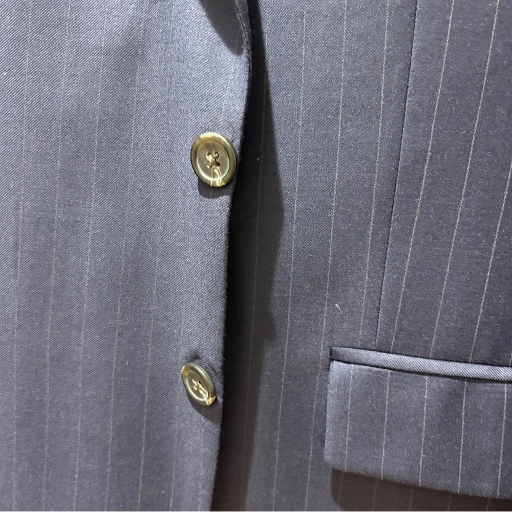 Ralph Lauren Navy Pinstripe Suit 42R and 36/30 pants - slightly imperfect cuff